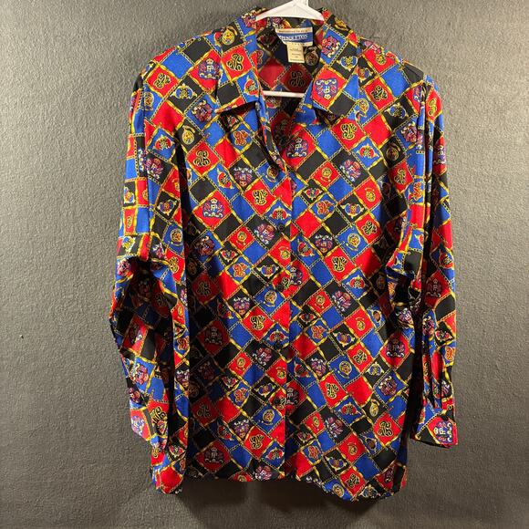 Pendleton Tops - VTG pendelton women top 14 red old money crest maximalist western equestrian